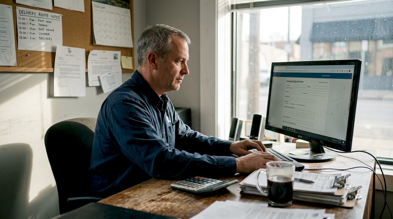 Fleet manager using instant quote tool in office