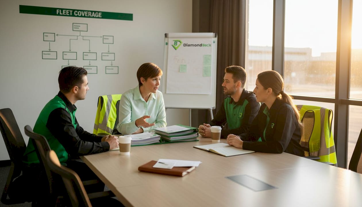 Operations manager reviews fleet insurance documents