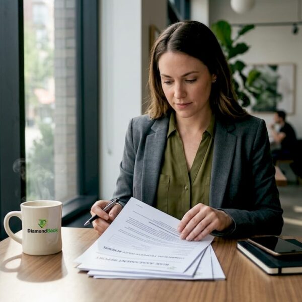 1779258665837_Homeowner-sorting-flood-insurance-documents-at-table Homeowner sorting flood insurance documents at table