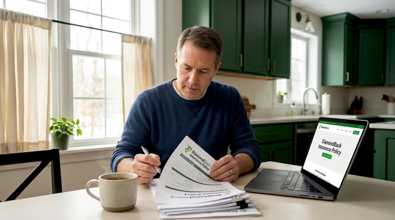 Homeowner reviewing insurance policy documents