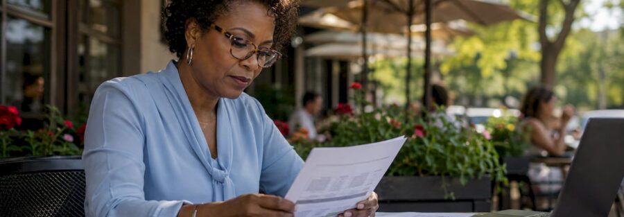 Agent reviewing motor carrier insurance documents
