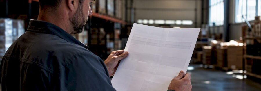 Fleet manager reviewing insurance quote summaries