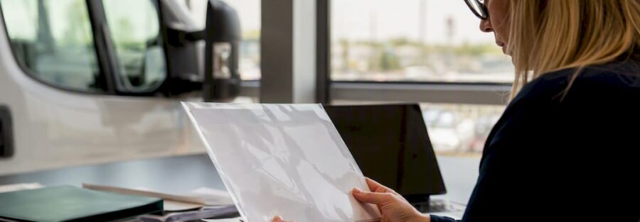 Fleet manager checking insurance certificate endorsements