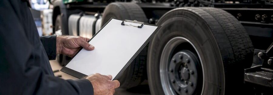 Hands inspecting truck for insurance appraisal