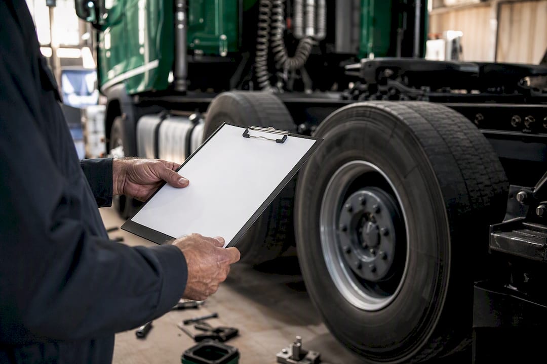 Hands inspecting truck for insurance appraisal