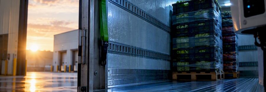 Refrigerated trailer interior with cooling equipment