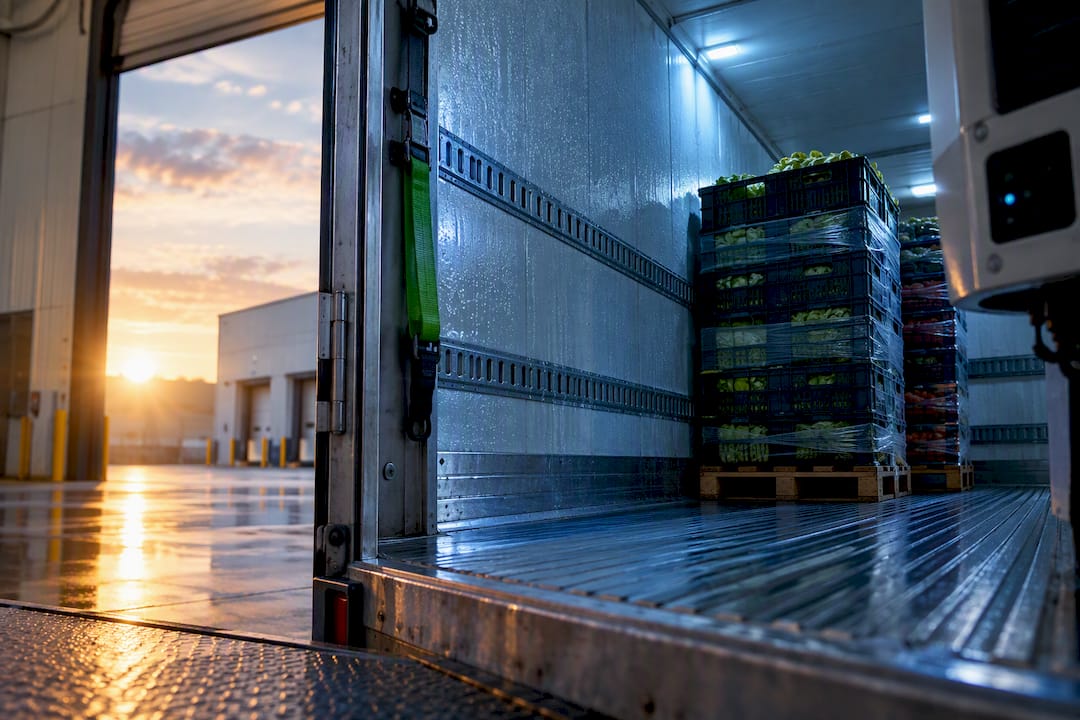 Refrigerated trailer interior with cooling equipment