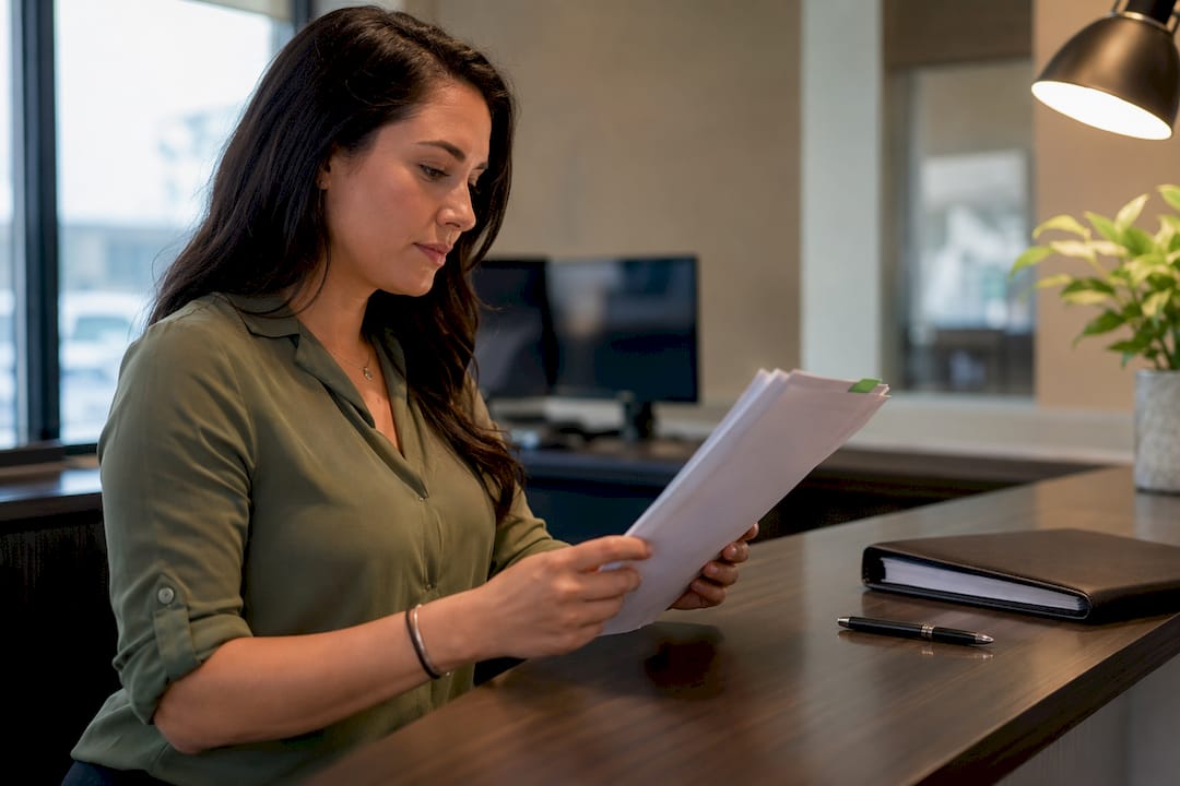 Carrier reviewing commercial insurance documents